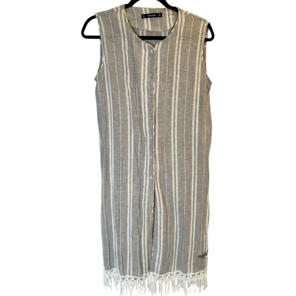 Zara Gray Pleated Sheath Midi Dress - Picture 5 of 9